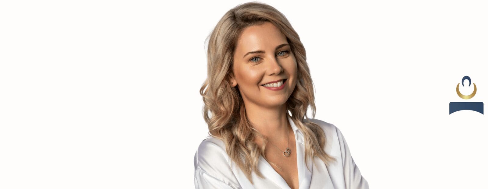 Smiling Woman in white blouse
